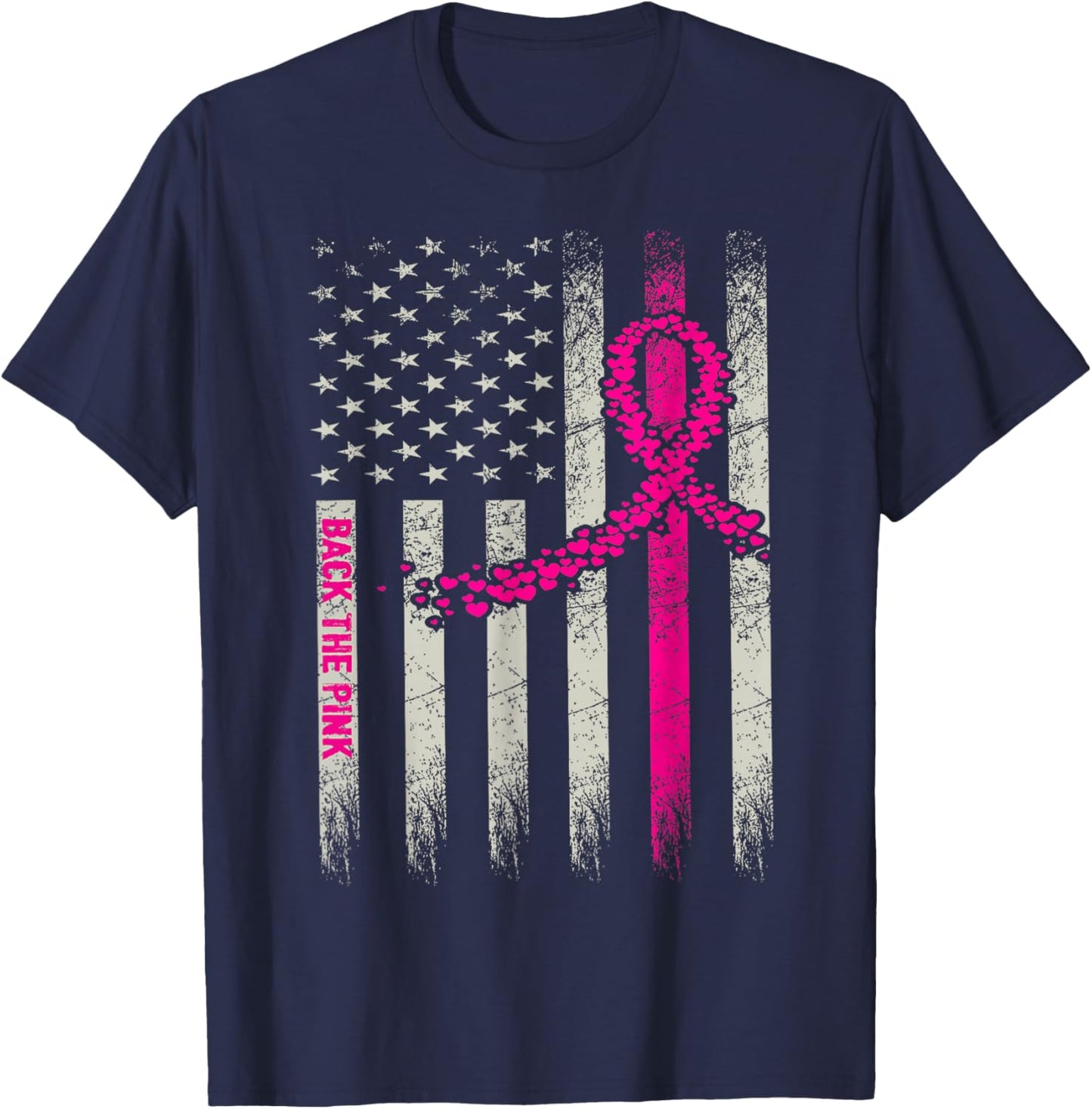 Back The Pink Breast Cancer Awareness Flag Toddler Women Men T-Shirt - T-Shirt | Navy