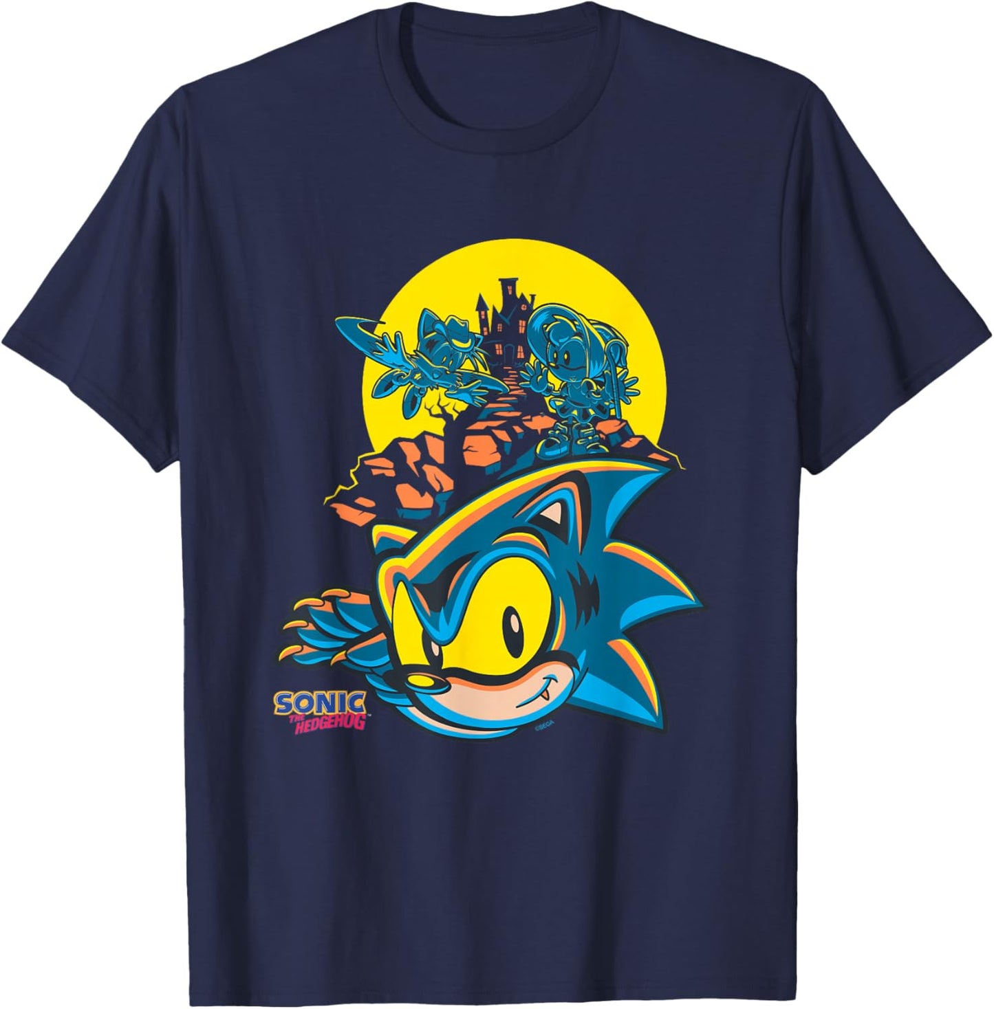 Sonic The Hedgehog Halloween Haunted House Costumes T-Shirt - T-Shirt | Navy