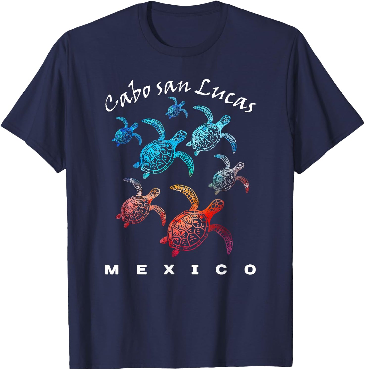 Cabo San Lucas Mexico Beach Vacation Trip Sea Turtle Graphic Women Kids T-Shirt - T-Shirt | Navy