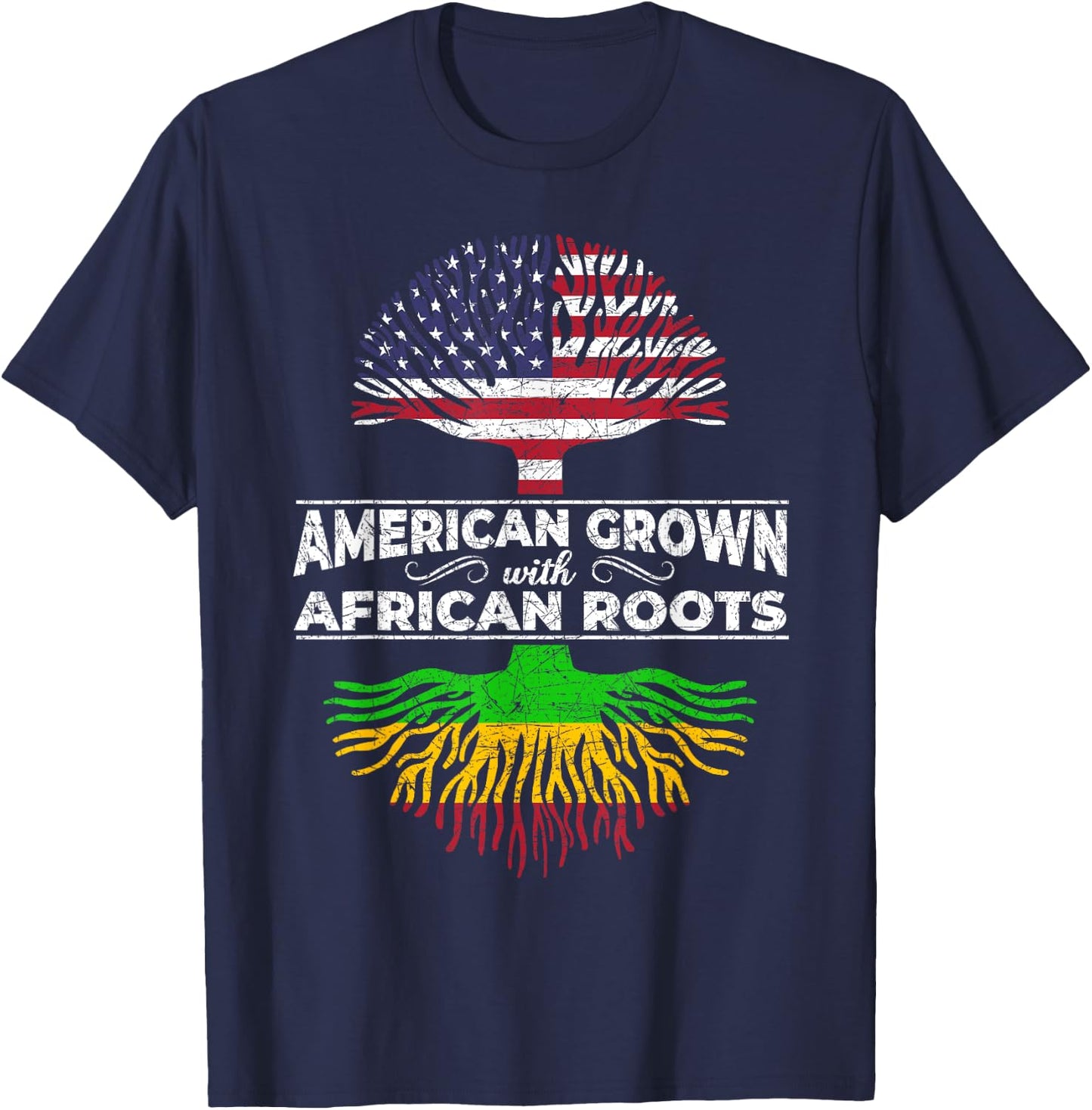 US Flag Pride African American Heritage Black History Month T-Shirt - T-Shirt | Navy