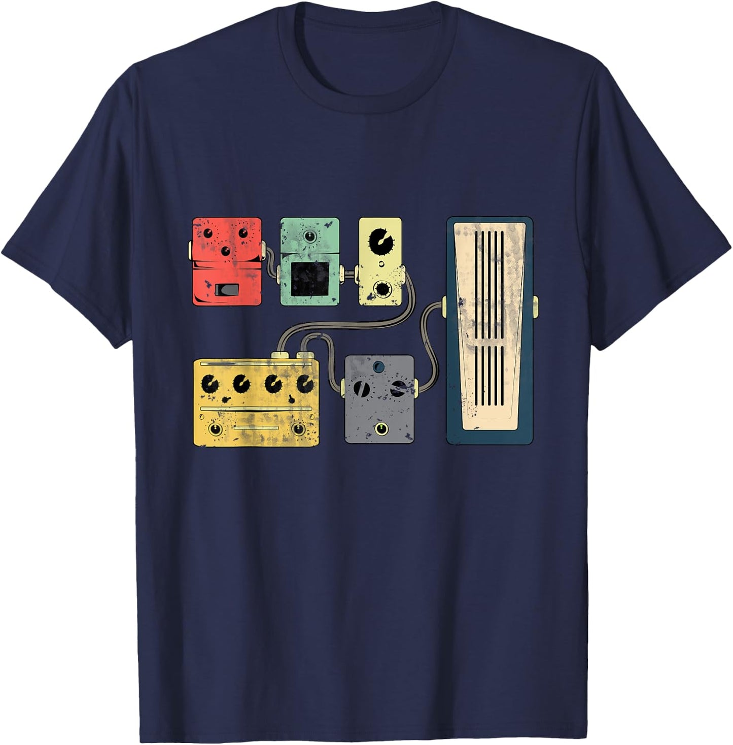 Amplifier Electric Bass Acoustic Amp Musician Gift Guitar Player Pedal Board Guitarist Gifts | Playing Guitars T-Shirt - T-Shirt | Navy