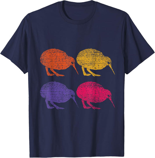 Cute Bird Retro Kiwi NZ New Zealand T-Shirt - T-Shirt | Navy