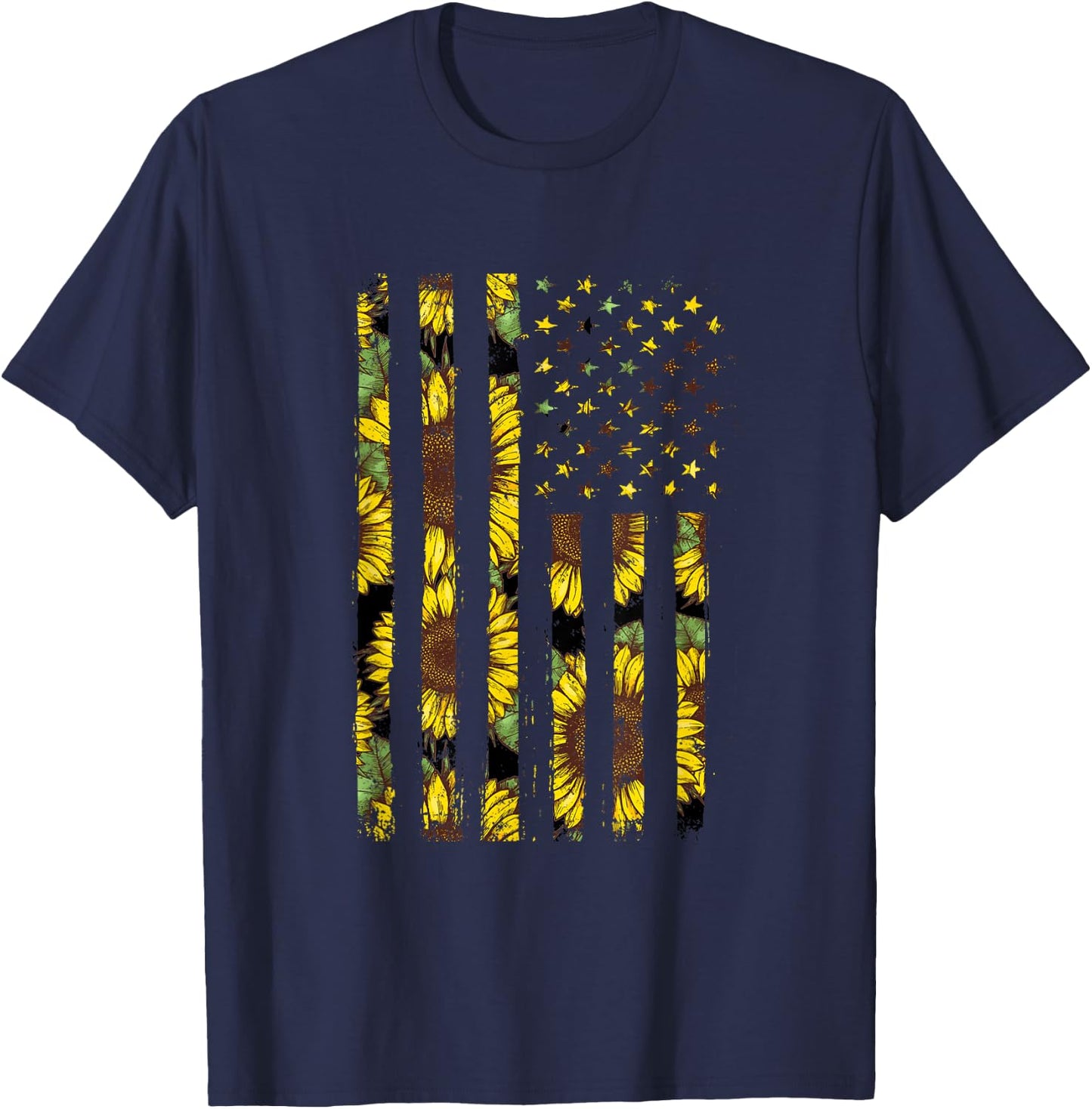 Sunflower Flag Patriotic Yellow American Flag Small T-Shirt - T-Shirt | Navy
