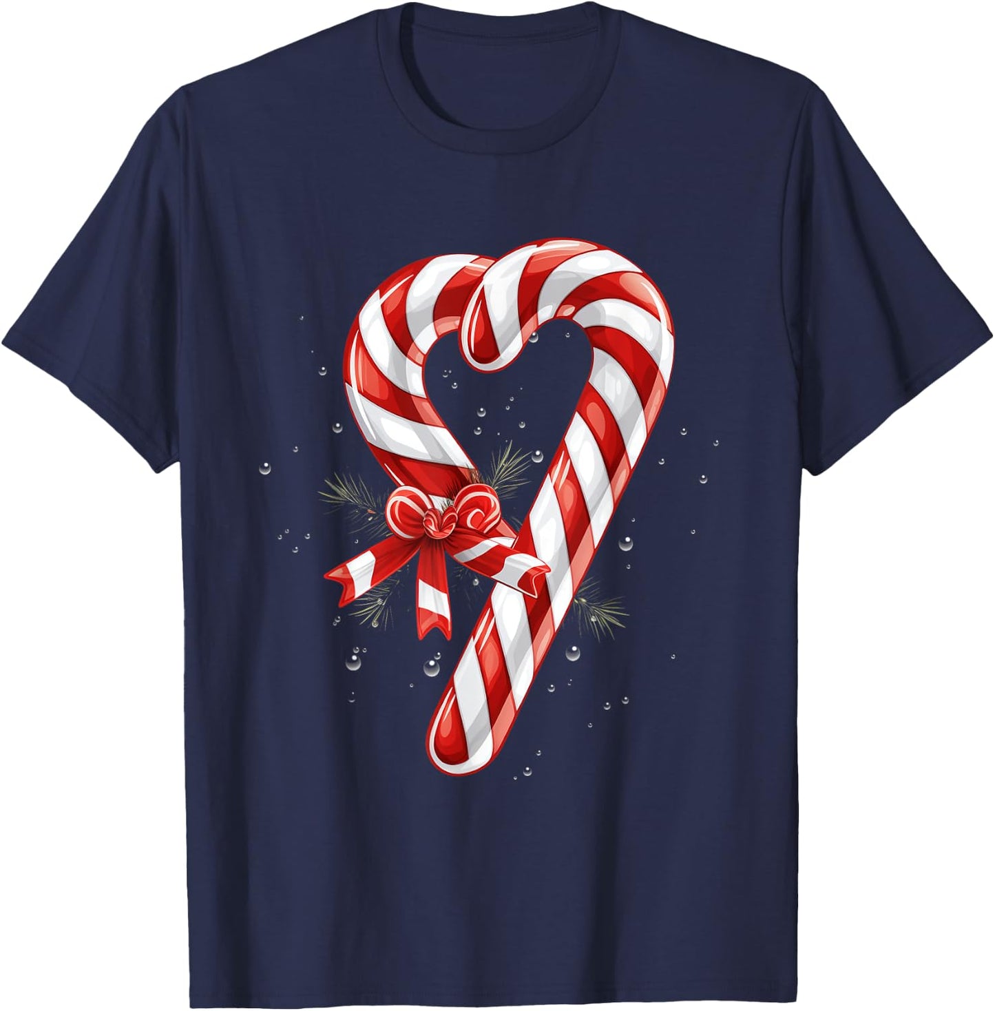 Giant Candy Cane Heart Christmas Gifts Red and White Candy T-Shirt - T-Shirt | Navy