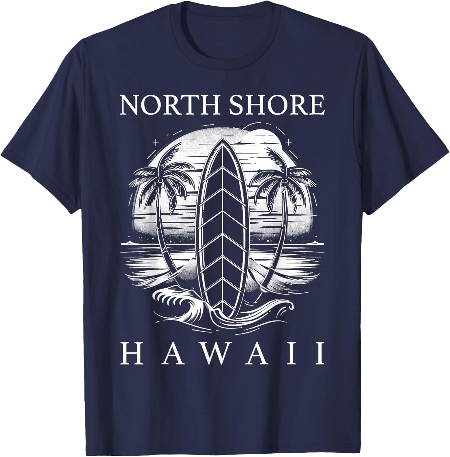 North Shore Hawaii Surf Hawaiian Oahu Vintage Surfing Surfer T-Shirt - T-Shirt | Navy