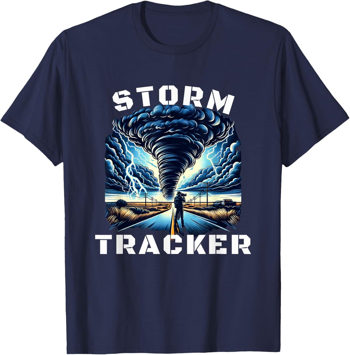 Tornado Hunter Meteorology Enthusiast Storm Tracker T-Shirt - T-Shirt | Navy