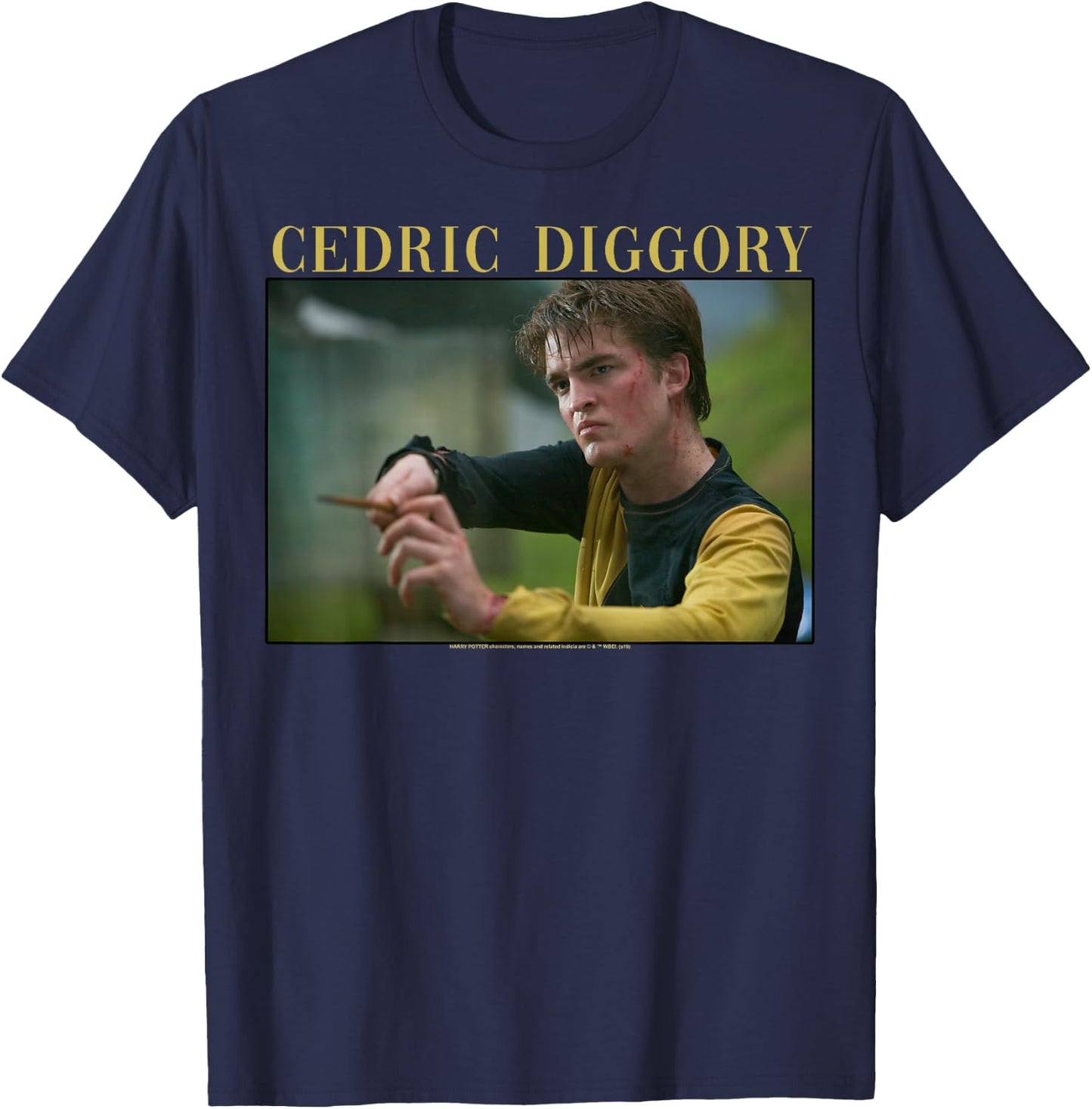 Harry Potter Official Black Adult - Short Sleeve - Small - Crew Collar - Letter Print - Modern Style - Casual Wear - All Seasons - Portrait Theme T-Shirt - T-Shirt | Navy