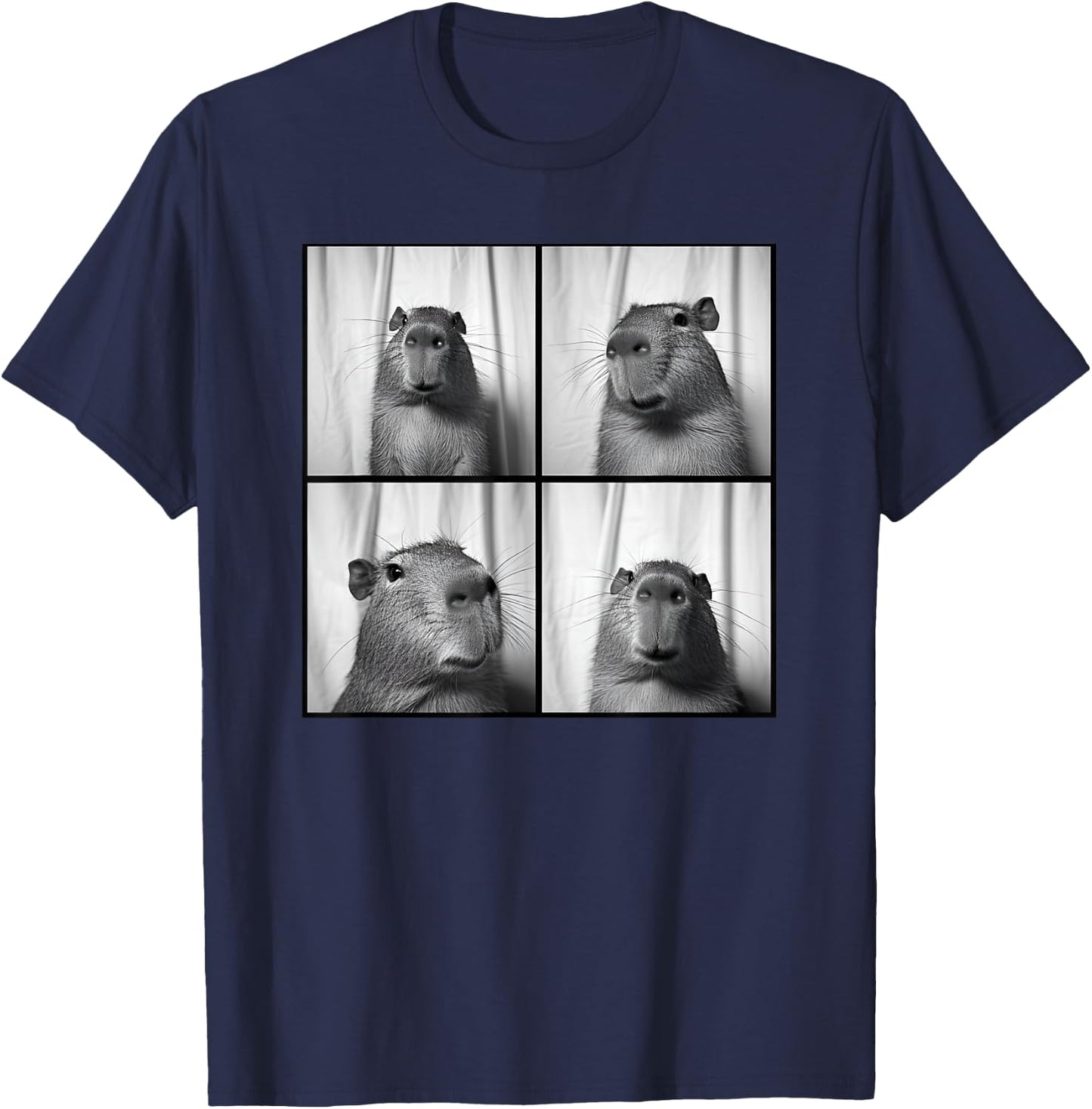 Capybara Capy Photobooth Picture Quirky Funny Odd Animal T-Shirt - T-Shirt | Navy