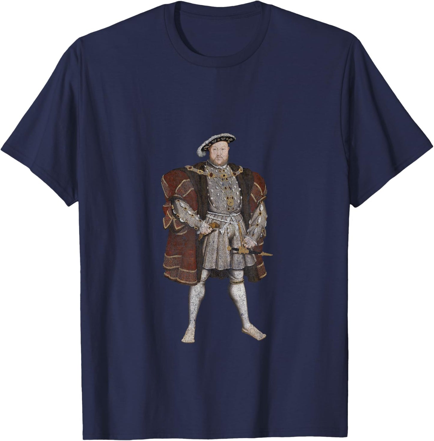 King Henry VIII Classic Portrait (Vintage Distressed Look) T-Shirt - T-Shirt | Navy