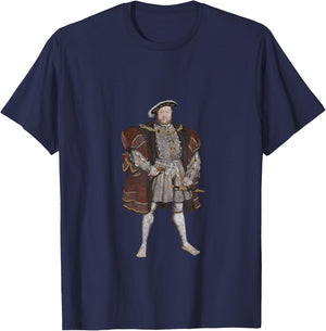 King Henry VIII Classic Portrait (Vintage Distressed Look) T-Shirt - T-Shirt | Navy