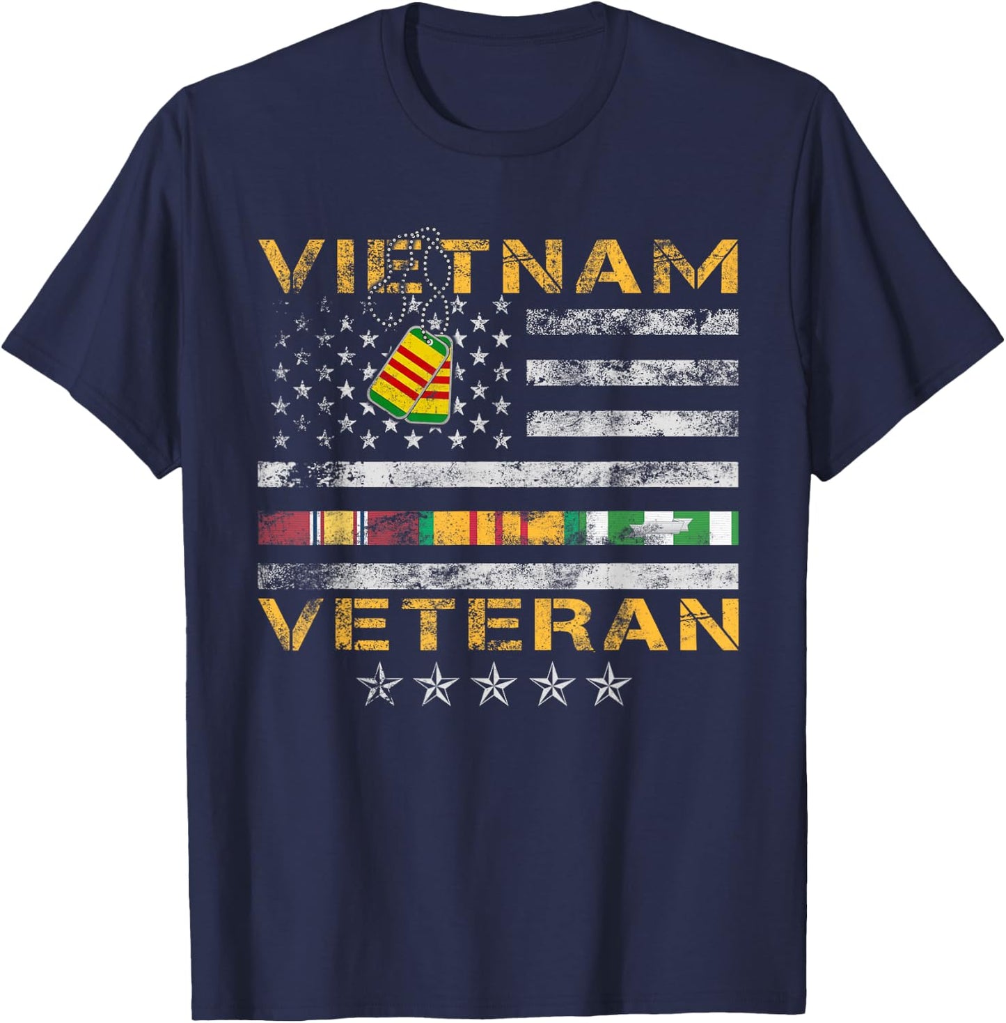 Proud Vietnam Veteran American Flag Shirt Vietnam War Vet T-Shirt - T-Shirt | Navy