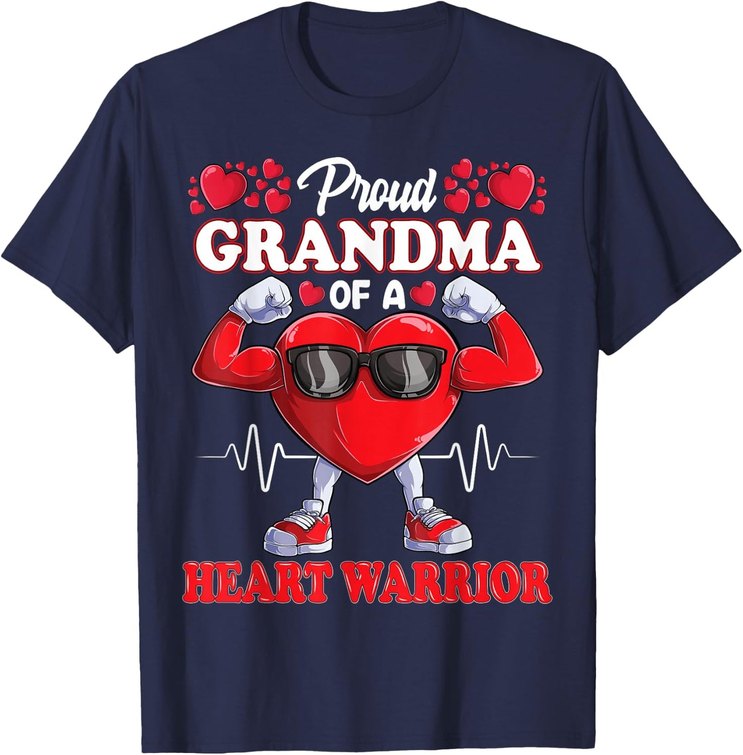 Proud Grandma of a Heart Warrior CHD Awareness T-Shirt - T-Shirt | Navy
