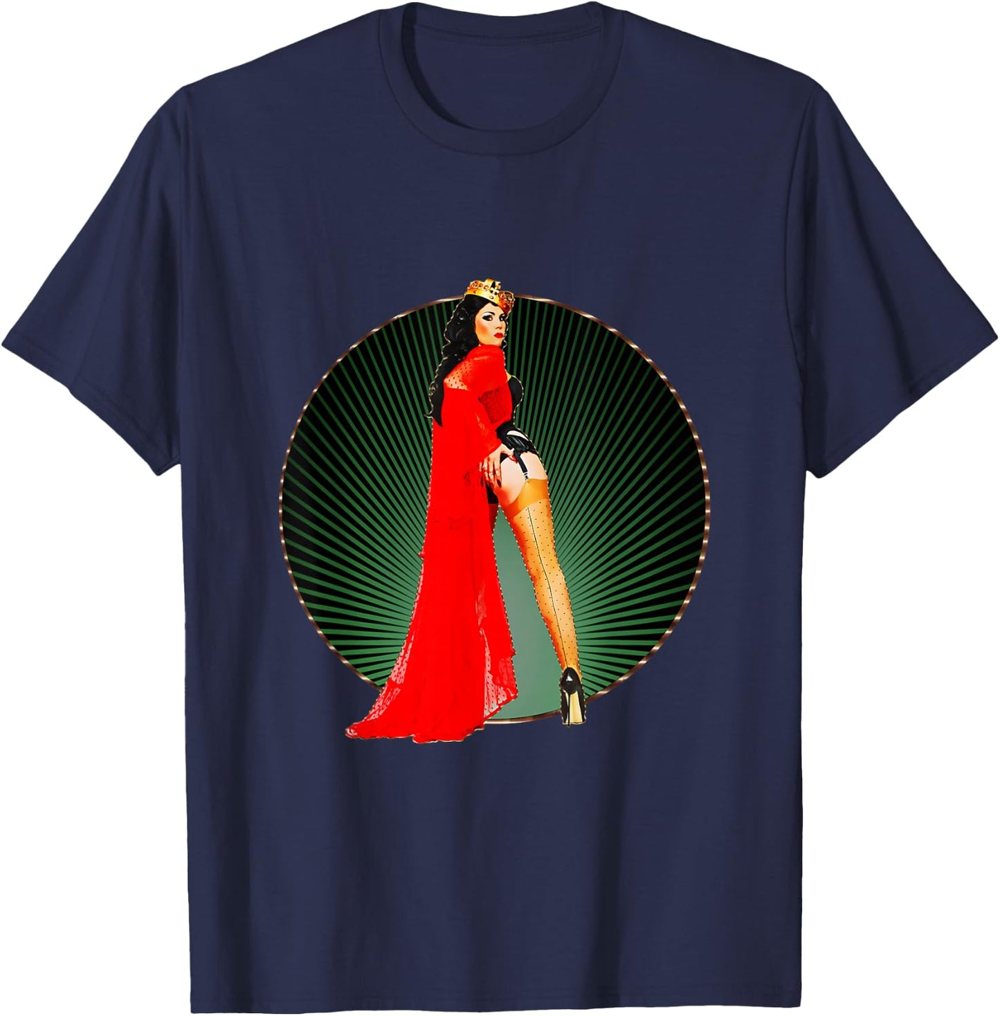 Vintage Retro Rockabilly Pin-up Xarah - 50s Queen Burlesque T-Shirt - T-Shirt | Navy