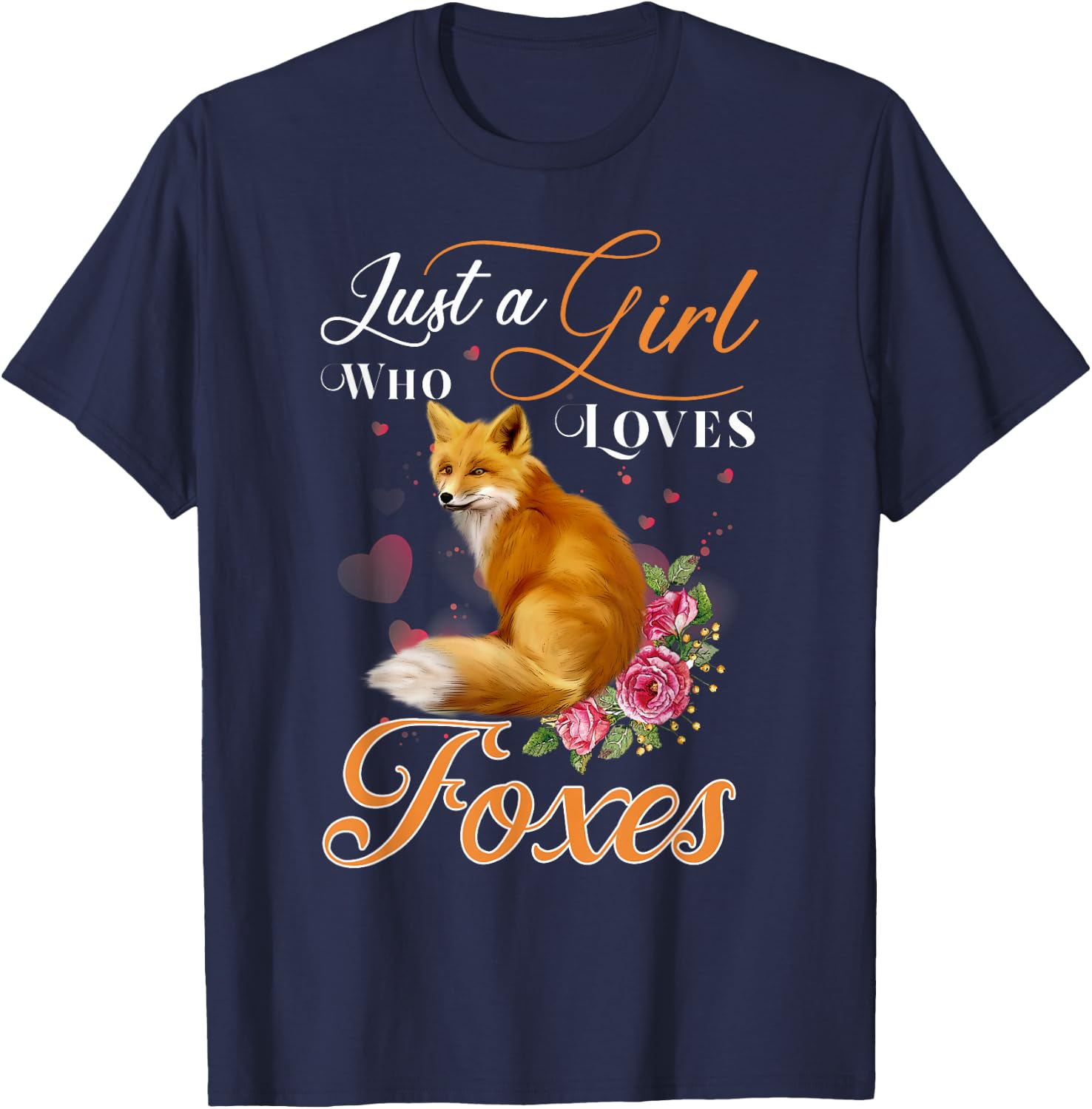 Fun Just a Girl Who Loves Foxes Girls, Women & Coyote Lovers T-Shirt - T-Shirt | Navy