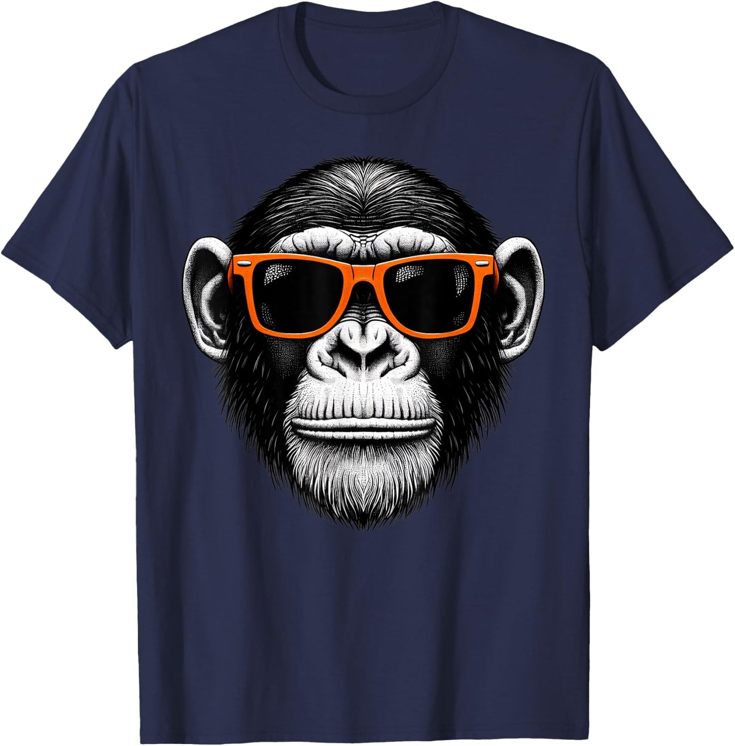 Cool Chimpanzee Monkey Wearing Sunglasses Graphic Art T-Shirt - T-Shirt | Navy