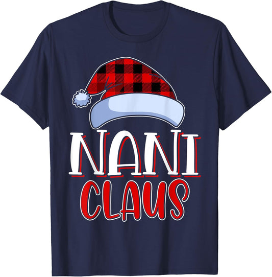 Nani Claus Santa Family Matching Christmas Pajamas Gift T-Shirt - T-Shirt | Navy