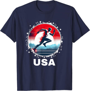 Track and Field USA Go USA Team USA Flag Track Field T-Shirt - T-Shirt | Navy
