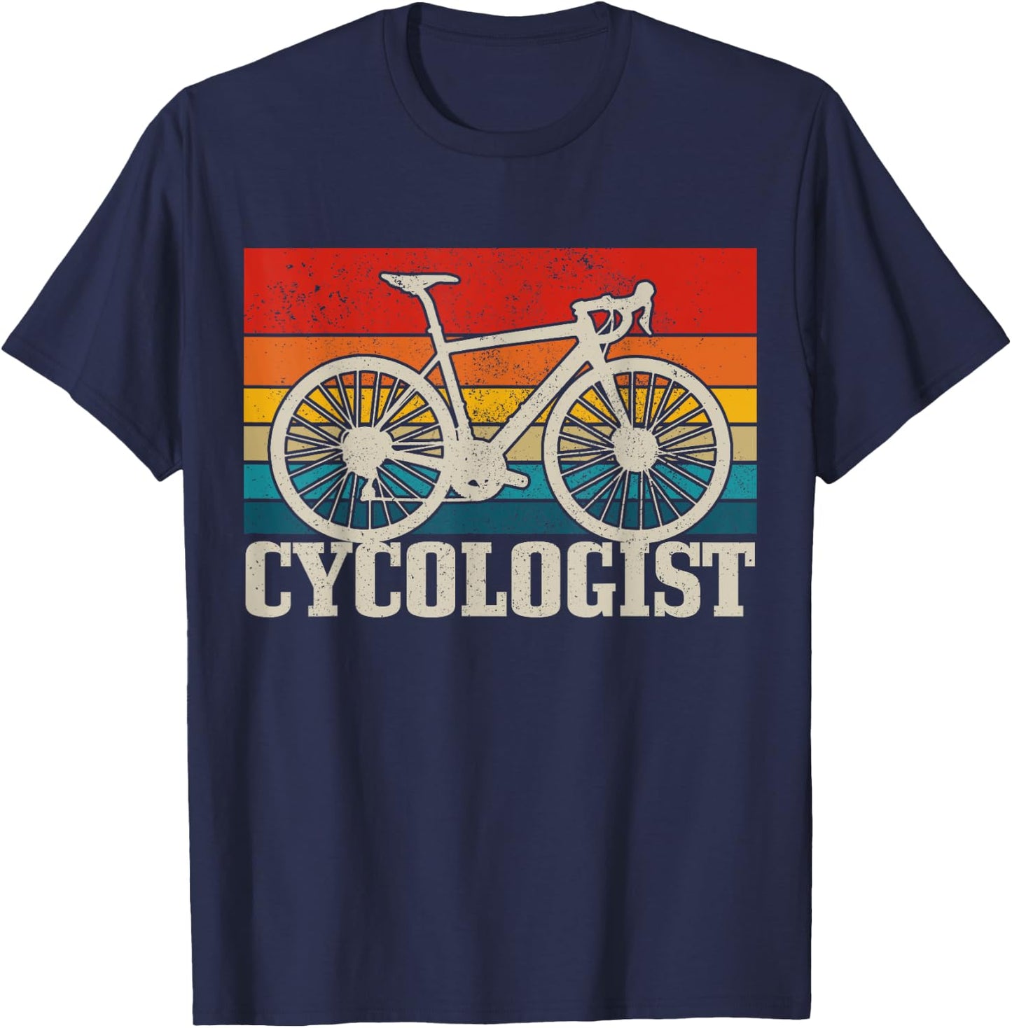 Road Bike Vintage Cycologist Funny Road Cyclist Gift T-Shirt - T-Shirt | Navy