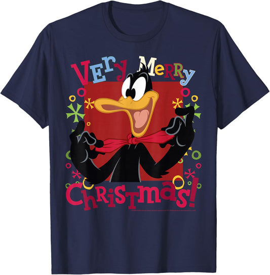 Looney Tunes Christmas Daffy Duck Very Merry Christmas T-Shirt - T-Shirt | Navy