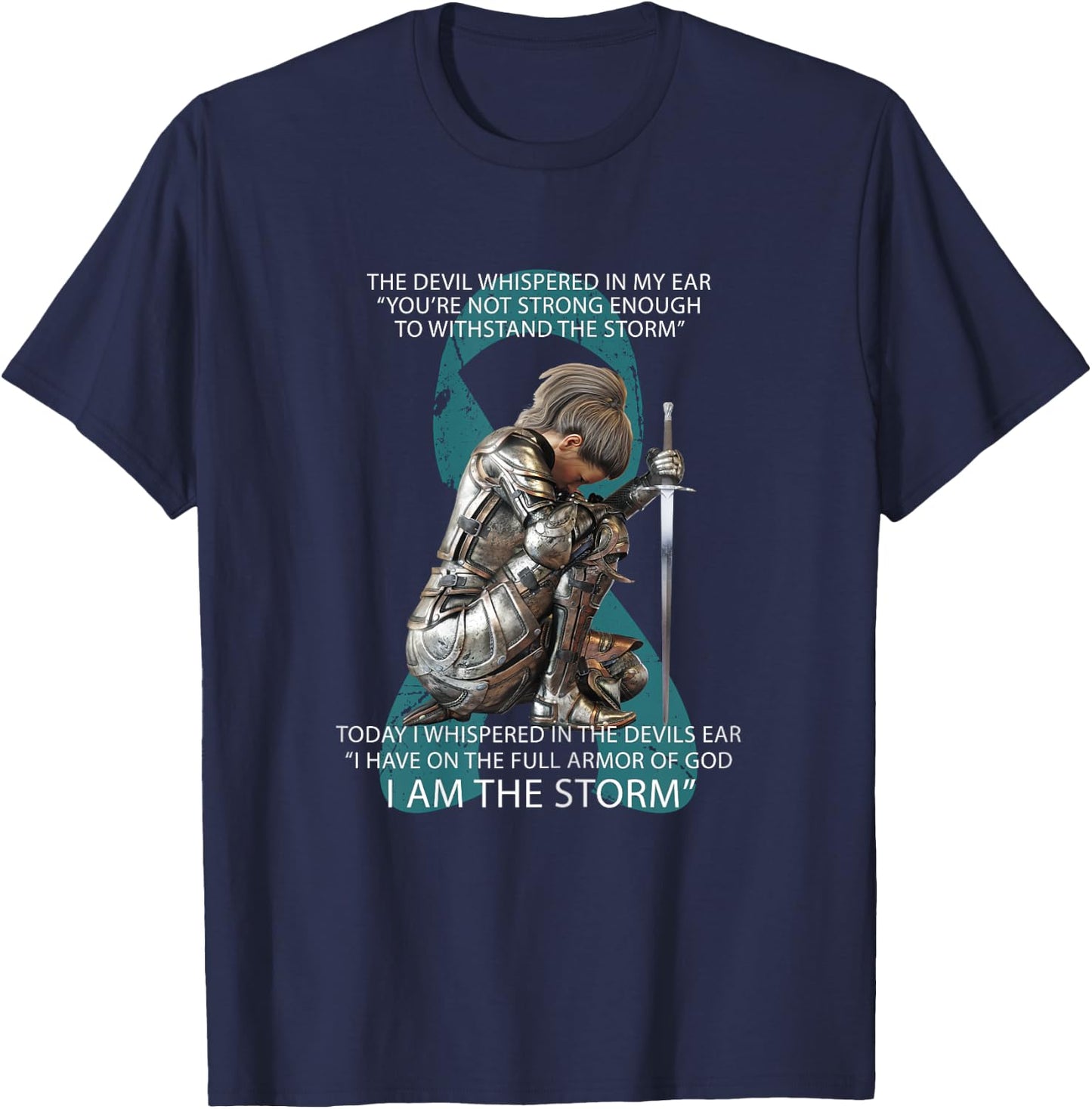 I Am The Storm Mom Sister Women Ovarian Cancer Awareness T-Shirt - T-Shirt | Navy