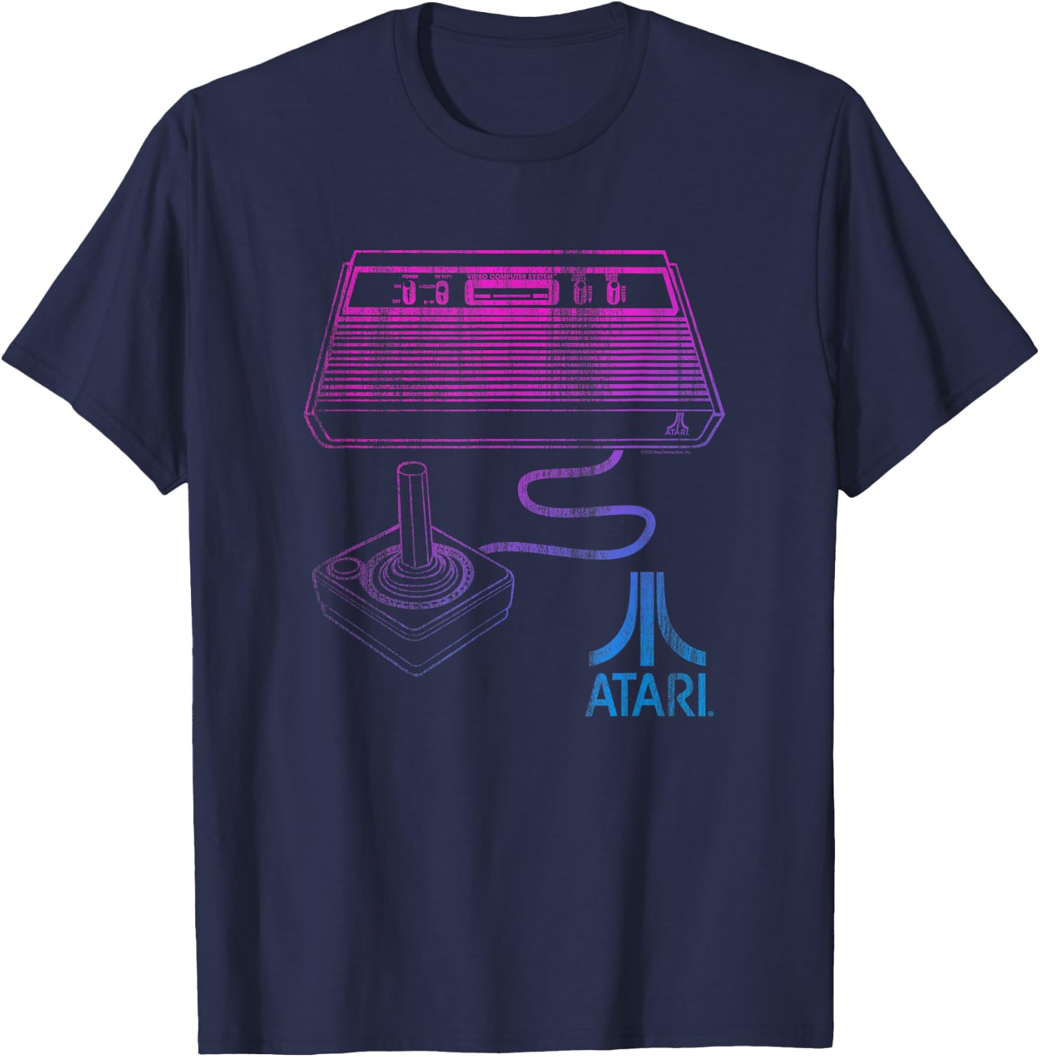 Ripple Junction x Atari Neon 80’s Console Pink & Blue Design T-Shirt - T-Shirt | Navy