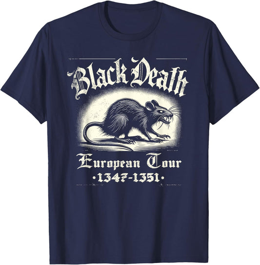 Black Death European Tour Plague Rat Medieval History T-Shirt - T-Shirt | Navy