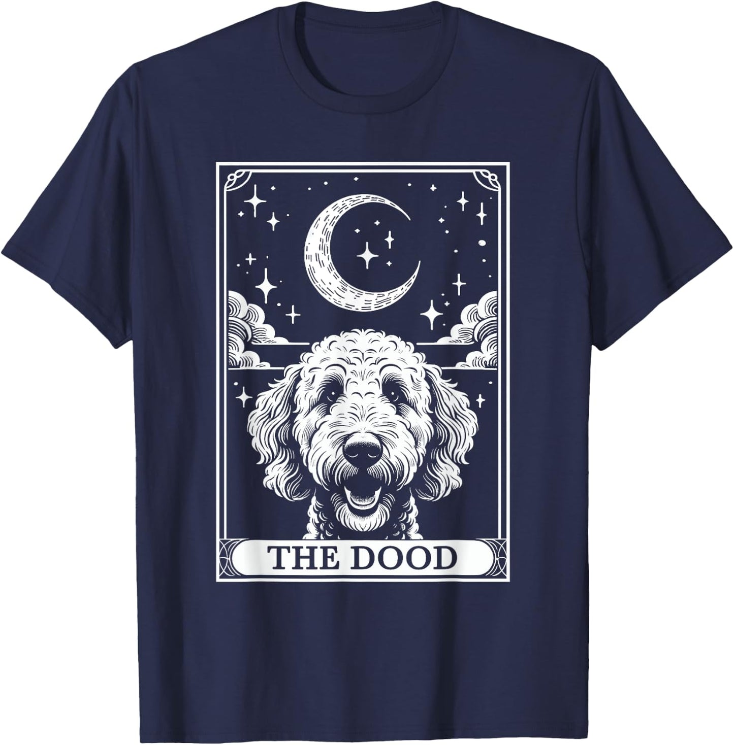 Tarot Card Vintage Crescent Moon The Dood Goldendoodle Mom T-Shirt - T-Shirt | Navy