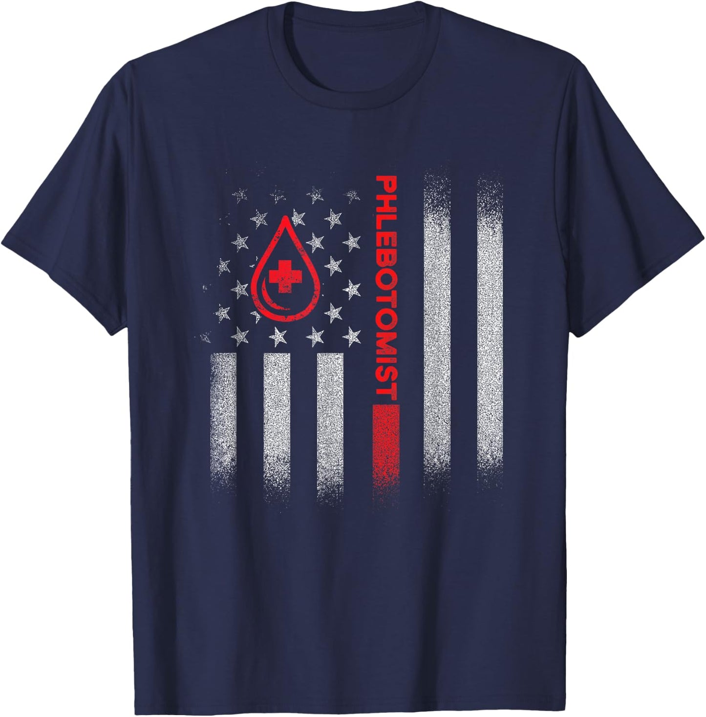 Phlebotomist US Flag Phlebotomy Technician Gifts T-Shirt - T-Shirt | Navy