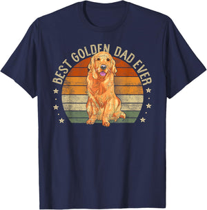 Best Golden Dad Ever Retro Golden Retriever Gifts Dog Daddy T-Shirt - T-Shirt | Navy