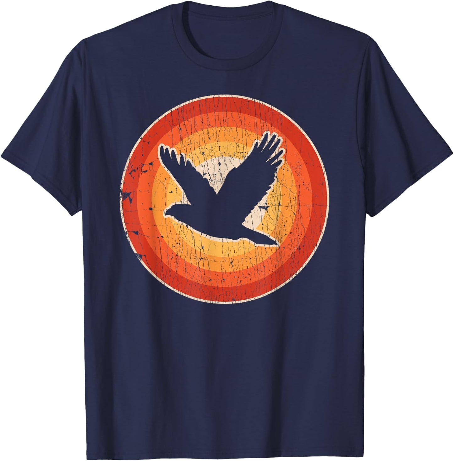 Falcon Retro Vintage 60s 70s Sunset Bird Lovers Men Women T-Shirt - T-Shirt | Navy