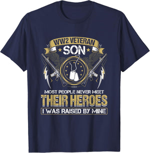 Proud World War 2 Veteran Son Military WW 2 Veterans Family T-Shirt - T-Shirt | Navy
