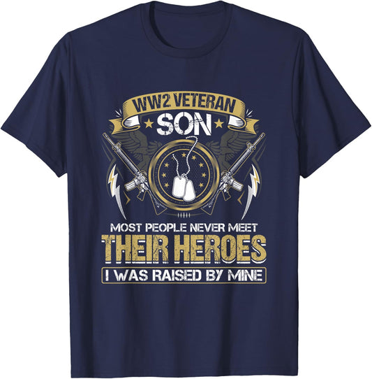 Proud World War 2 Veteran Son Military WW 2 Veterans Family T-Shirt - T-Shirt | Navy