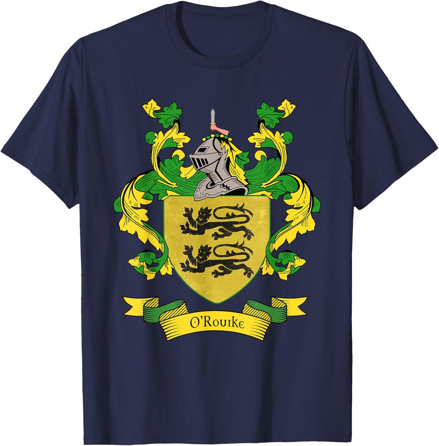 O'Rourke Coat of Arms | O'Rourke Surname Family Crest T-Shirt - T-Shirt | Navy