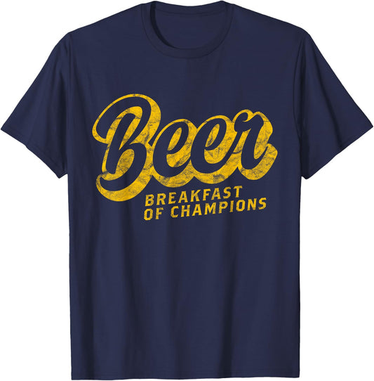 Beer Breakfast of Champions T Shirt Vintage Funny College T-Shirt - T-Shirt | Navy