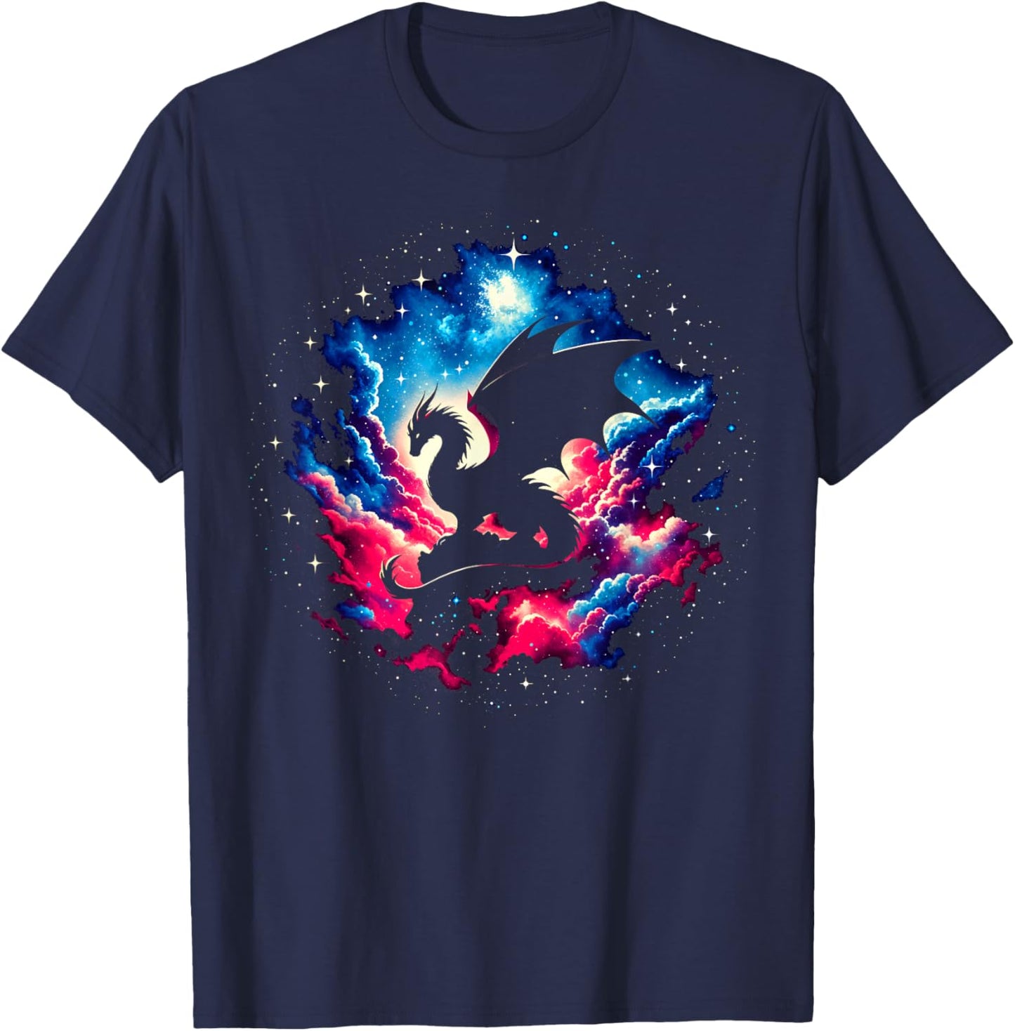 Cool Cosmic Dragon Galaxy Graphic Space Art T-Shirt - T-Shirt | Navy