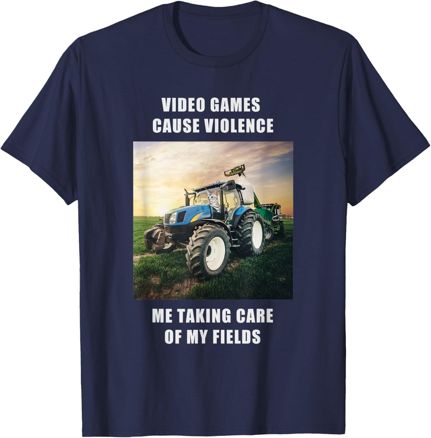 Videogames cause violence Gamer Farming T-Shirt - T-Shirt | Navy