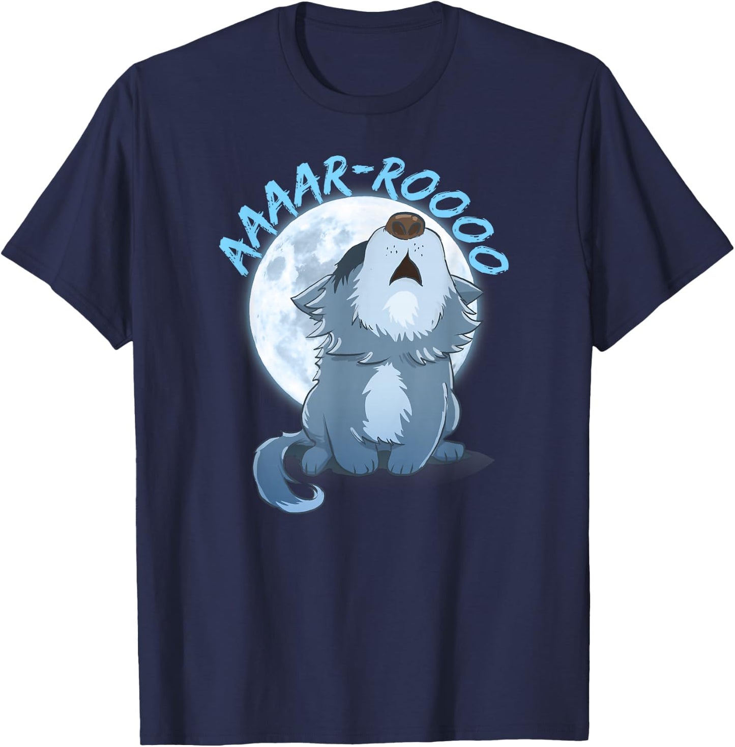 Howling Wolf Puppy Full Moon Gift Graphic T T-Shirt - T-Shirt | Navy