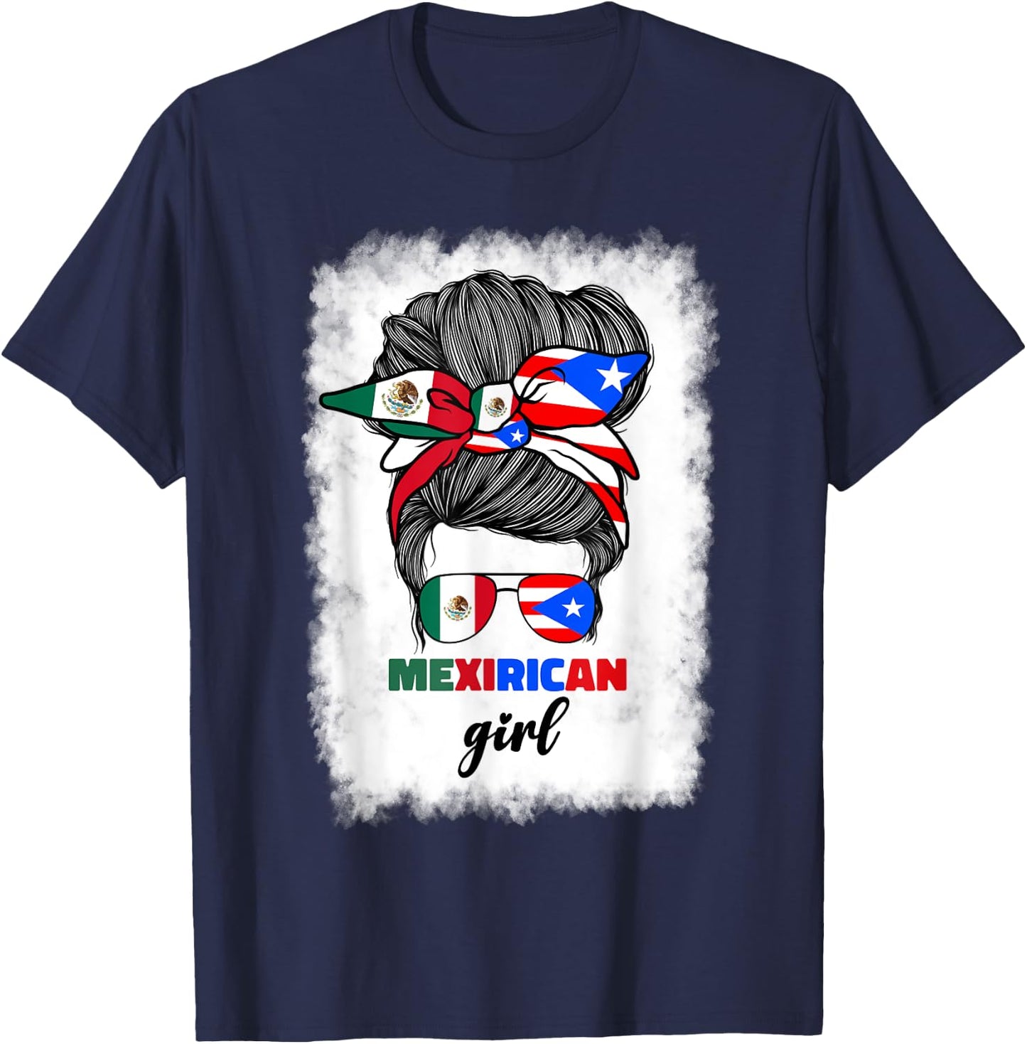 Mexirican Girl Mix Half Mexican And Puerto Rican Rico Flag T-Shirt - T-Shirt | Navy