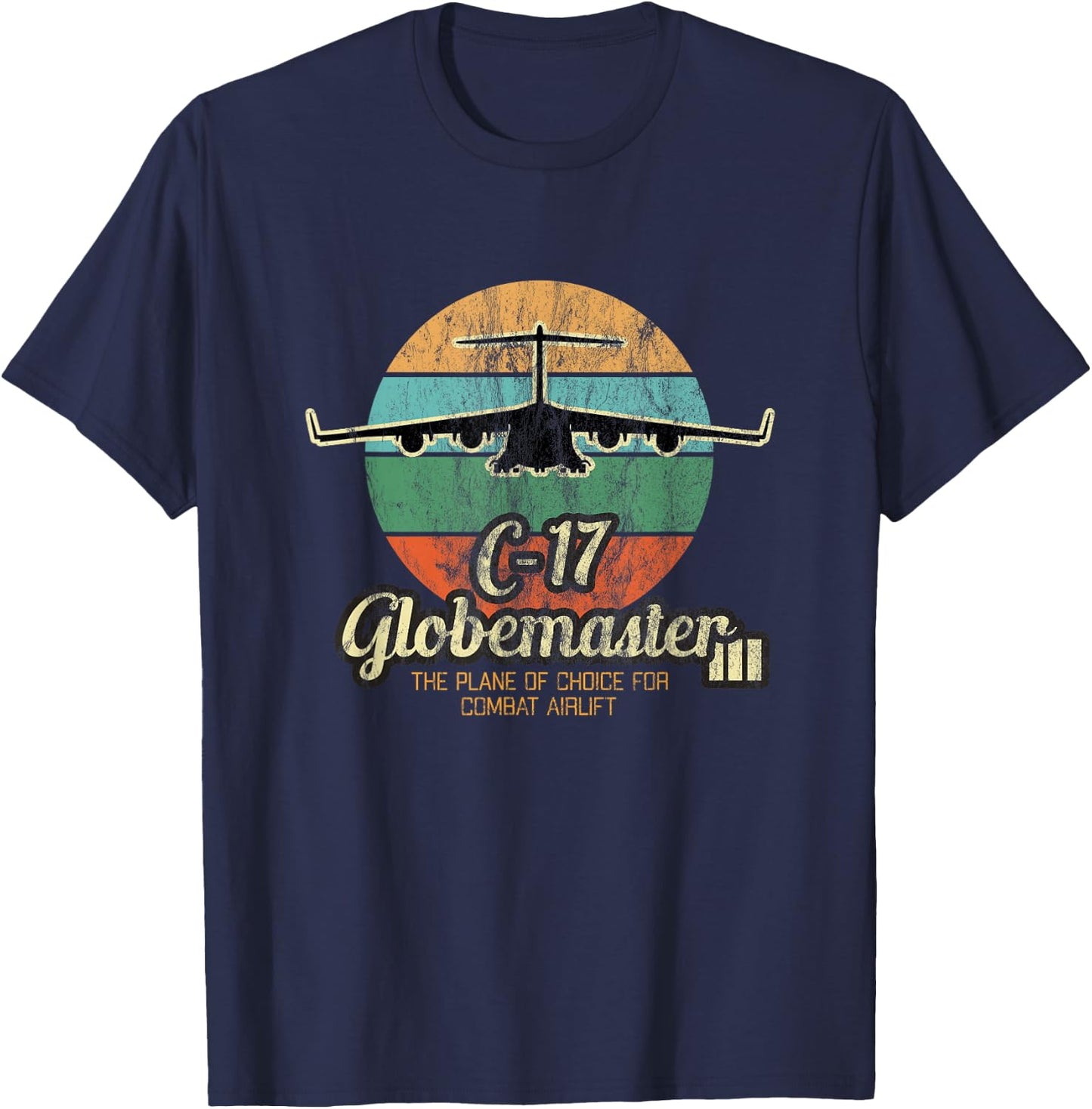 Globemaster III Vintage Sunset Combat Airlift Cargo Airplane T-Shirt - T-Shirt | Navy