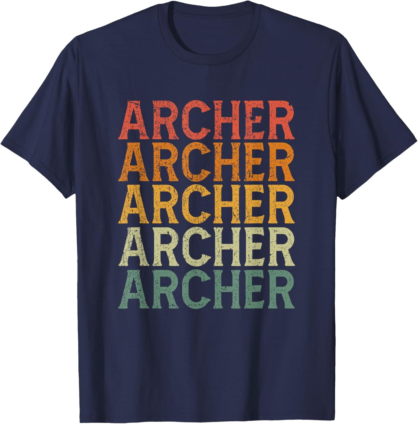 Retro Custom First Name Archer T-Shirt - T-Shirt | Navy