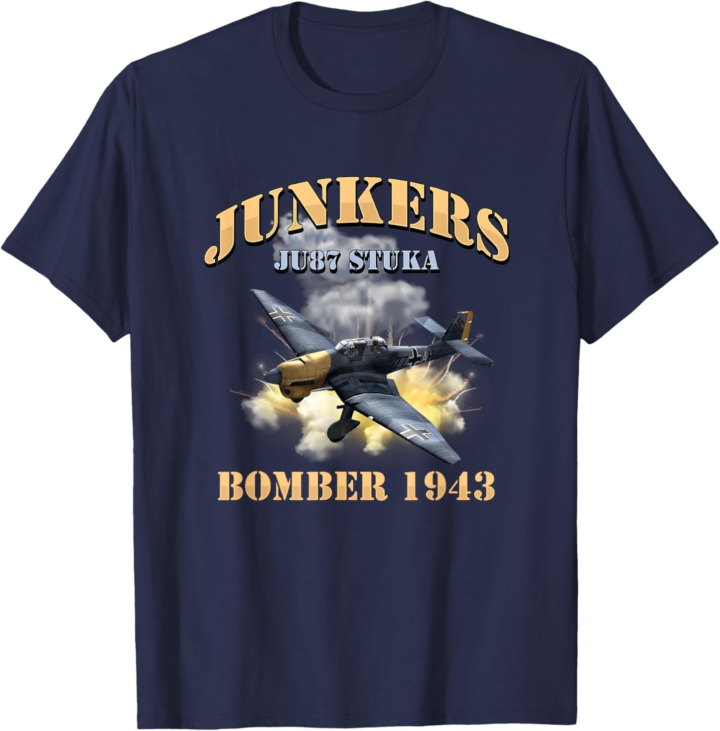 German Ju87 Stuka Vintage WW2 Bomber Veteran Pilot Gift T-Shirt - T-Shirt | Navy