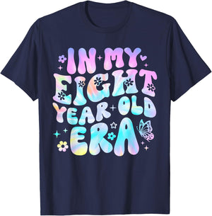 Groovy In My Eight Year Old Era Girl 8th Birthday 8 Yrs Old T-Shirt - T-Shirt | Navy