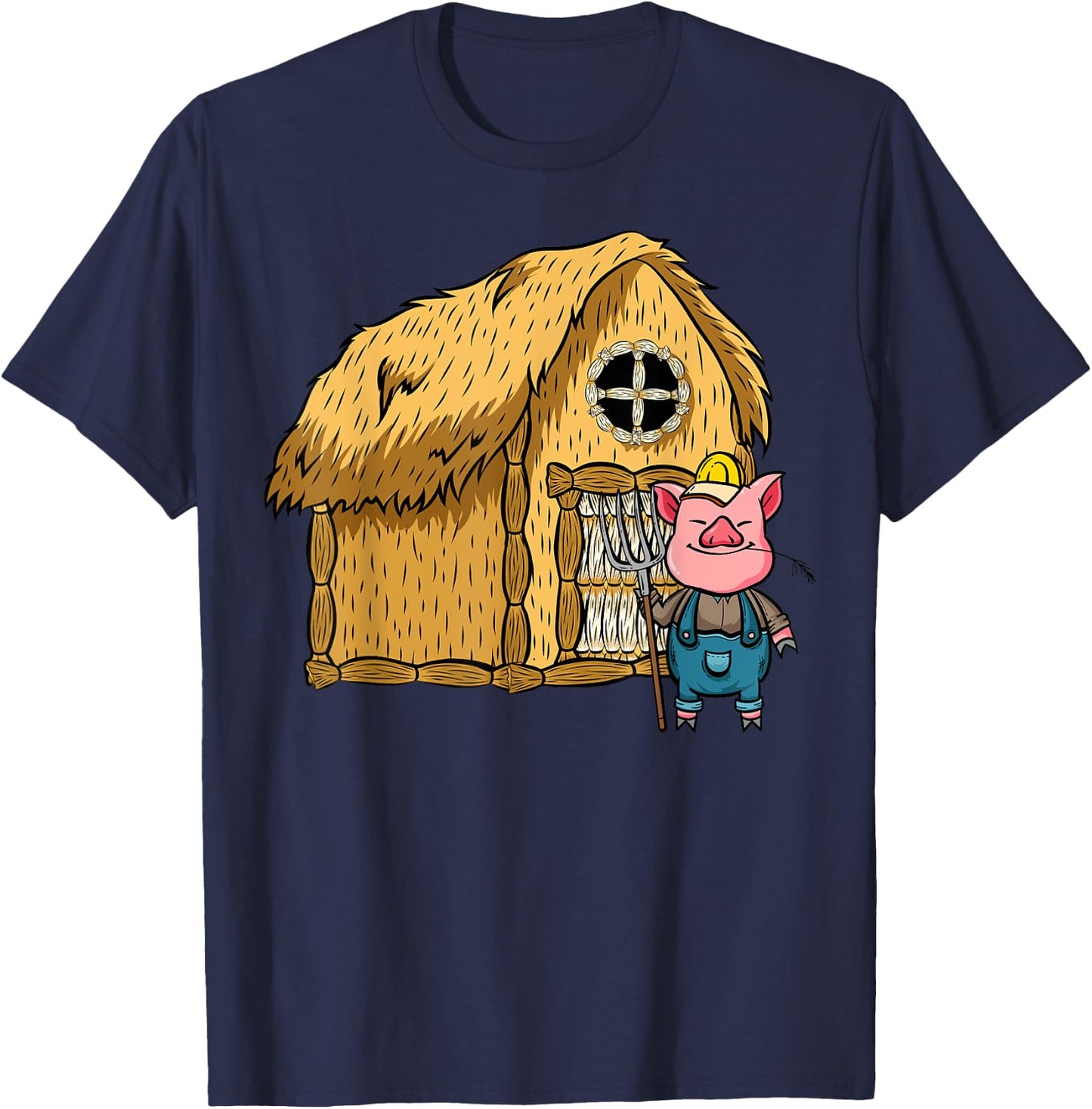 Three Pigs Lazy Halloween Costume - Straw House T-Shirt - T-Shirt | Navy