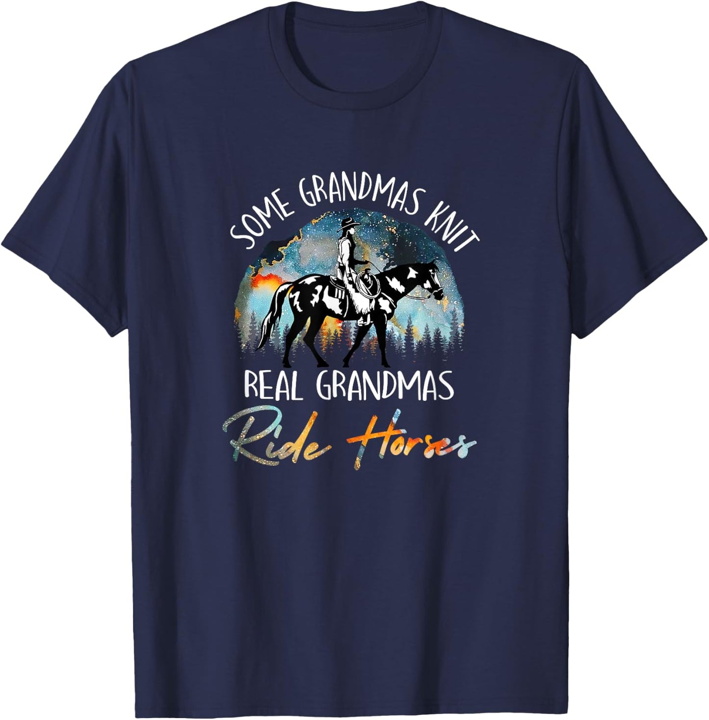 Real Grandmas Ride Horses Grandma Horse Riding Equestrian T-Shirt - T-Shirt | Navy