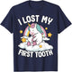 I Lost My First Tooth Girl Tooth Fairy Teeth Out Unicorn T-Shirt - T-Shirt | Navy
