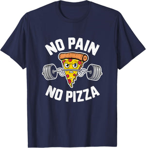 No Pain No Pizza Motivational Pun Gym & Fitness With Humor T-Shirt - T-Shirt | Navy