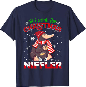 All I Want for Christmas is a Niffler Women Men Kids Xmas T-Shirt - T-Shirt | Navy
