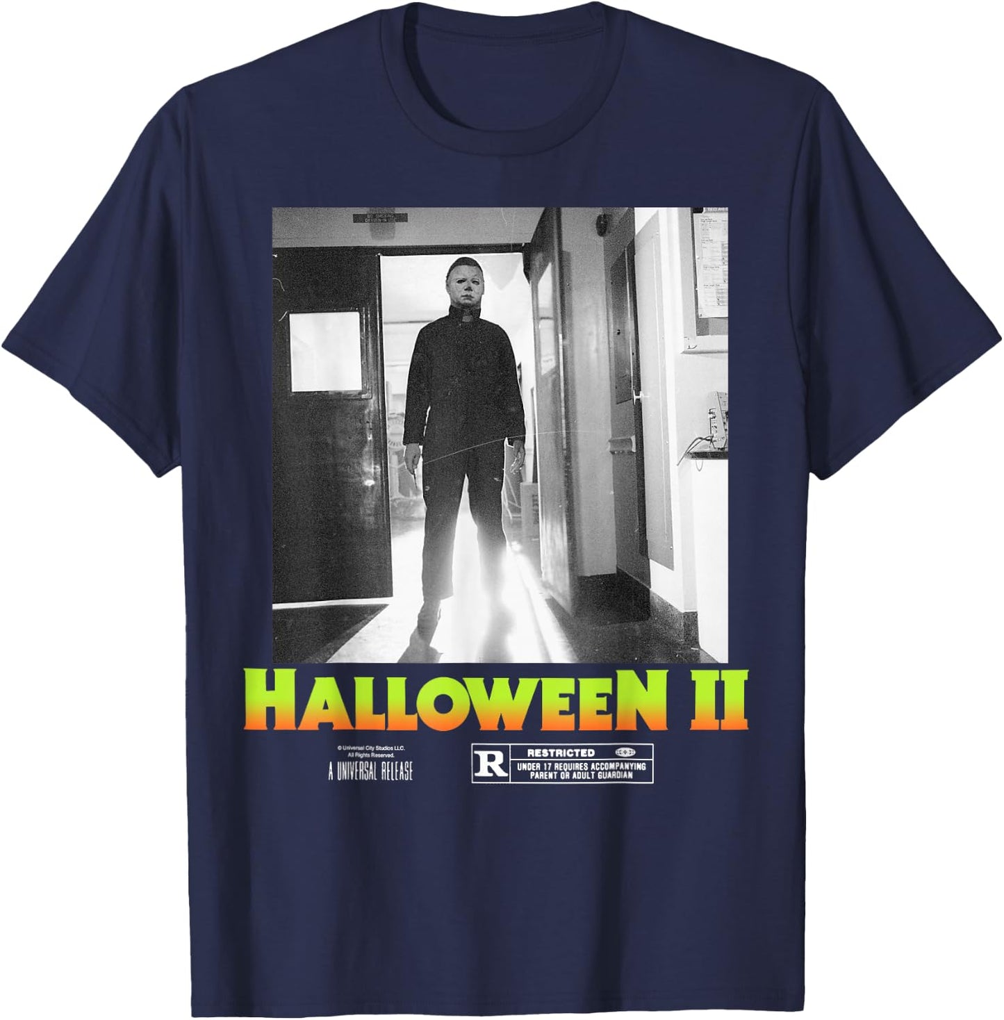 Halloween 2 Michael Myers Doorway Portrait Poster T-Shirt - T-Shirt | Navy