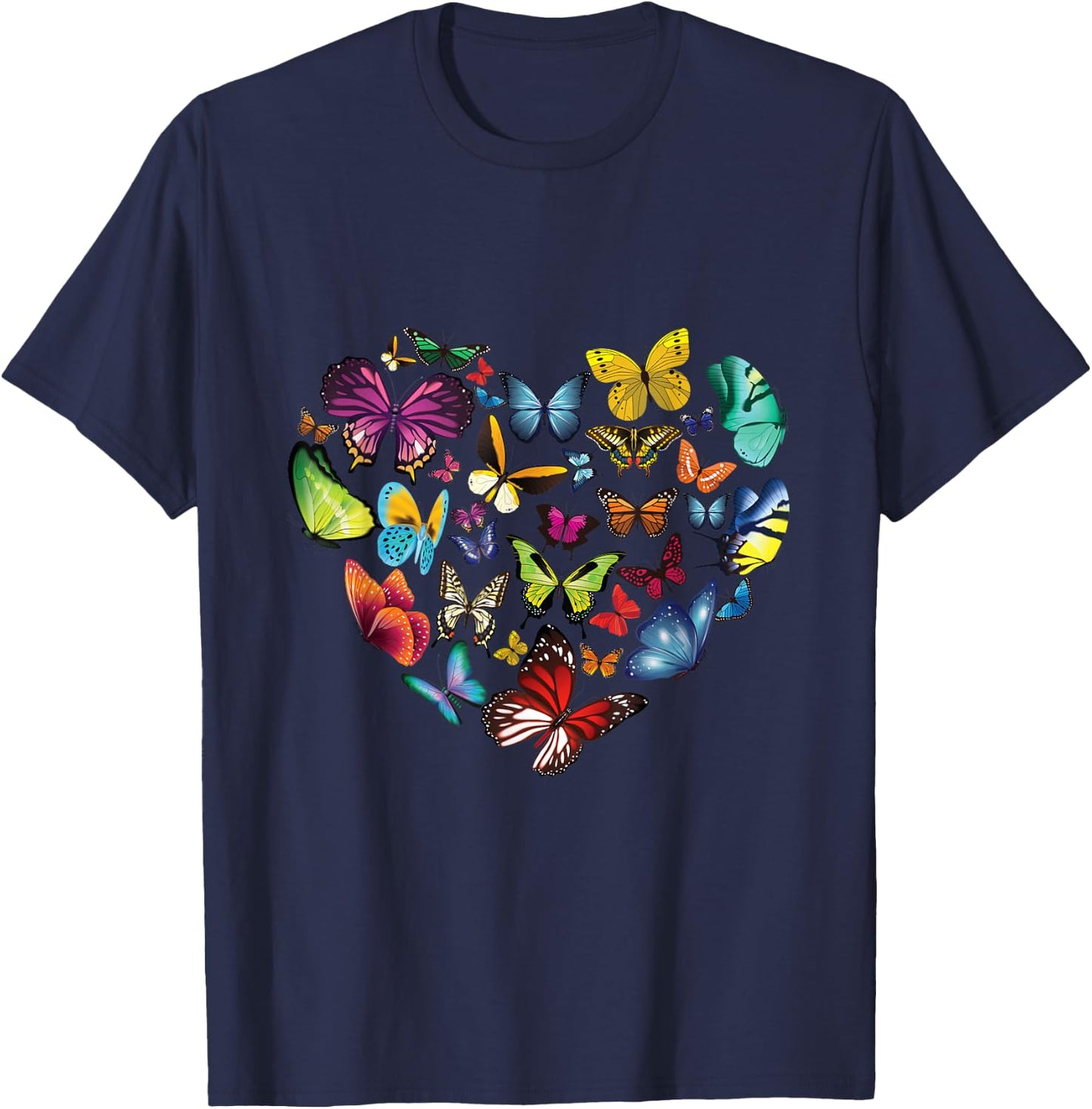 Butterfly Heart Butterflies Lover Lepidopterist Men Women T-Shirt - T-Shirt | Navy