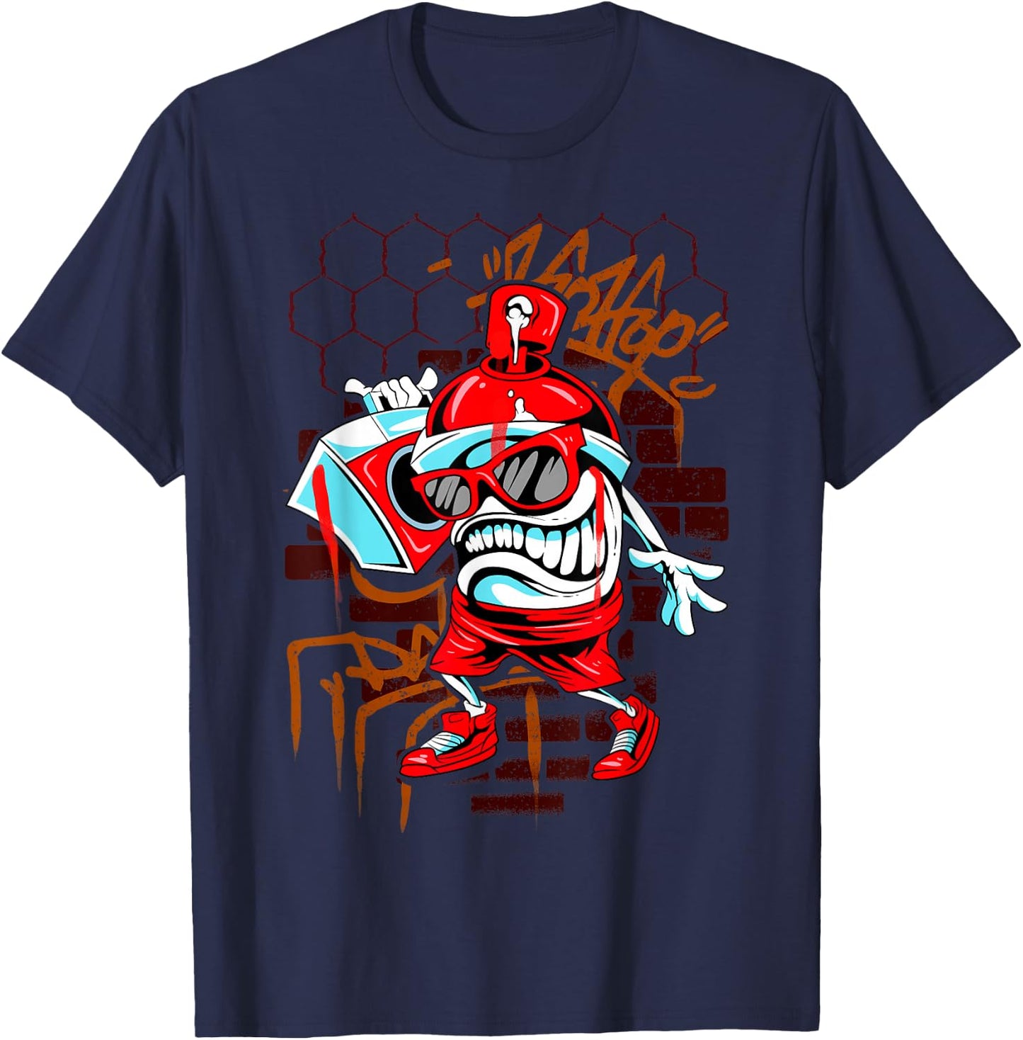 Graffiti Art Spray Paint Urban Hip Hop Music Lover T-Shirt - T-Shirt | Navy